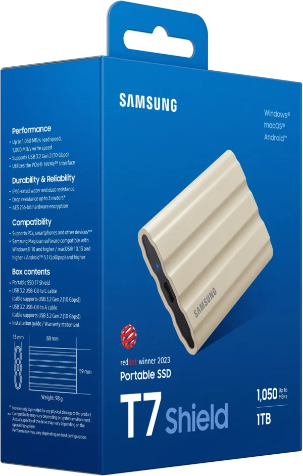 Samsung Portable SSD T7 Shield 1TB Beige